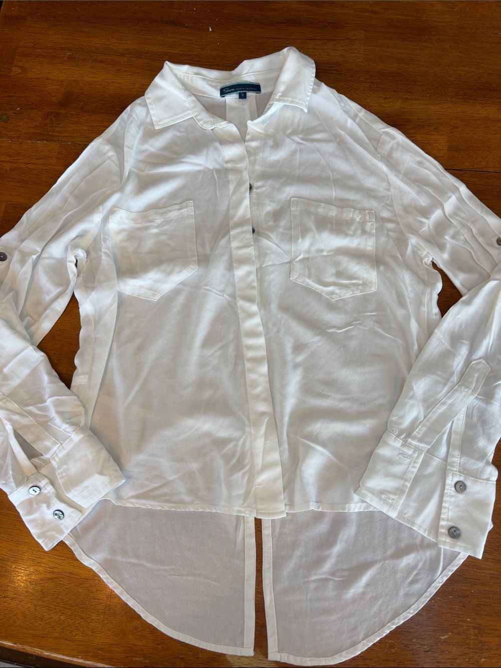 White Button-Down High-Low Shirt